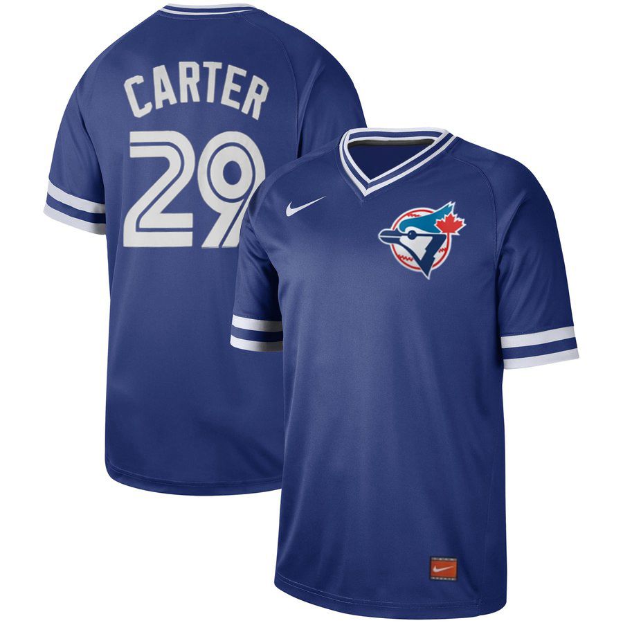 Men Toronto Blue Jays 29 Carter Blue Nike Cooperstown Collection Legend V-Neck MLB Jersey